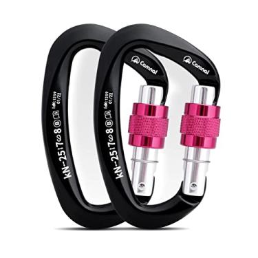 Imagem de CAMNAL Mosquetão Heavy Duty Com Trava Certificada Pela Uiaa, 25 Kn (Aproximadamente 5620 Libras), De Parafuso Em Formato D, Para Escalada, Montanhismo E Trabalho Aéreo