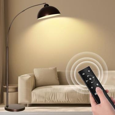 Imagem de LANICHO Luminárias De Piso Em Arco Para Sala Estar, Luminária Pé Moderna 82" Altura Com Controle Remoto, Regulável Continuamente Cúpula Metal Suspensa, Luz Leitura Arqueada Sobre O Sofá, Quarto, Esc