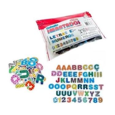 Imagem de Imã Educativo Letras Numeros Quadro Magnetico Lousa Infantil - Carimbr