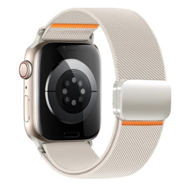 Imagem de Pulseiras masculinas de nylon para Apple Watch Ultra 2 de 49 mm, 46 mm, 45 mm, 44 mm e 42 mm, pulseira esportiva elástica de tecido elástico para Apple Watch séries 10 9 8 7 6 5 4 3 SE Ultra2/Ultra