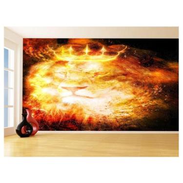Imagem de Papel De Parede 3D Animais Leão Rosto Estrelas 3,5M Anm453 - Você Deco