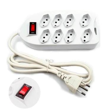 Imagem de Extensão De Energia 8 Tomadas Bivolt Cabo 2M Confiável