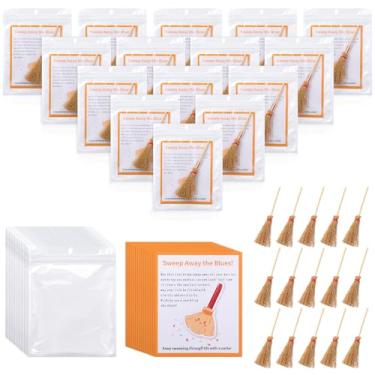 Imagem de Shappy 15 cartões positivos com mini vassoura de palha, presente de apoio emocional com cartões inspiradores, presente inovador para decorações de festas, funcionários, amigos, famílias, adolescentes