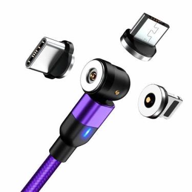 Imagem de Cabo De Dados E Carregador 540º Magnetico 3 Em 1 Roxo - Evolution