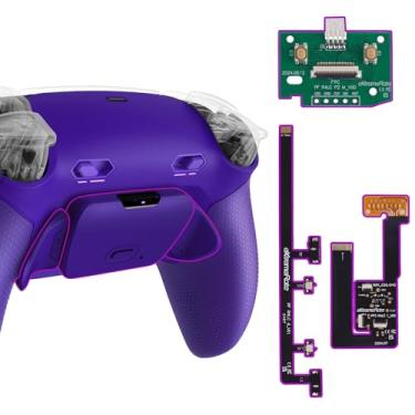 Imagem de eXtremeRate Kit De Pás Traseiras Rise Plus Max Com Travas Gatilho E Empunhadura Emborrachada Para Controle Ps5 Bdm-030 040 050, Botões Remapeáveis - Roxo Galáctico