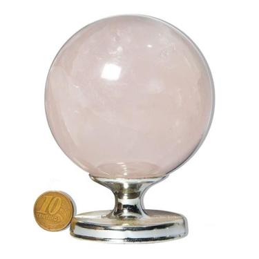Imagem de 01 Esfera Quartzo Rosa Natural 700 a 800g 7 a 9cm Classe B - Cristaisd