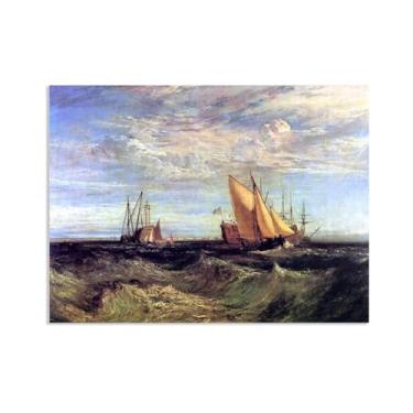 Imagem de Arte de parede em tela pinturas famosas Fine Art Poster Confluência do Tâmisa e o Medway impressões famosas pinturas a óleo reprodução imagens para decoração de sala de estar 40 x 30 cm (16 x 12 pol