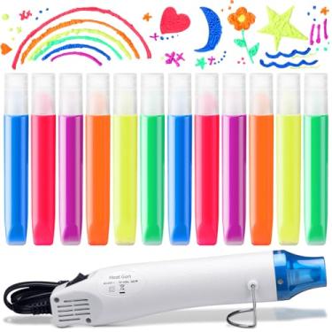 Imagem de Halloscume 12 canetas mágicas fofas com soprador de calor, marcadores de desenho de pipoca, bolha, 3D, marcadores coloridos de espuma, canetas de tinta sensorial, cartões de presente de aniversário