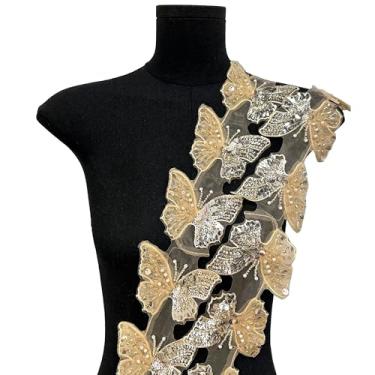 Imagem de Retalhos de tule borboleta com acabamento em renda 3D lantejoulas bordadas, aplique de costura, faça você mesmo, para roupas, vestido de casamento, chapéu, cachecol, decoração de festa em casa, 10