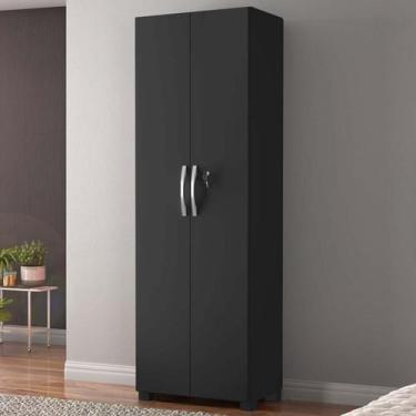 Imagem de Armário Multiuso 2 Portas 4 Prateleiras Leini Preto Tx - Pnr Móveis, P