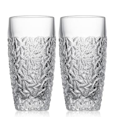 Imagem de Conjunto de 4 copos Highball de luxo [400 ml], copos de vidro cortado sem chumbo para restaurante, lavável na lava-louças, copos de vidro altos resistentes à quebra para cozinha