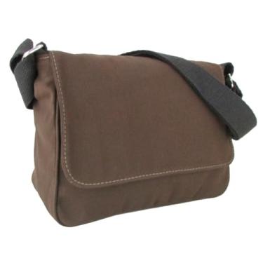 Imagem de Bolsa Carteiro Pasta Transversal De Ombro Tiracolo Média em Lona Masculina Feminina (Marrom)