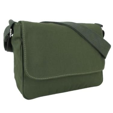 Imagem de Bolsa Carteiro Pasta Transversal De Ombro Tiracolo Média em Lona Masculina Feminina (Verde)