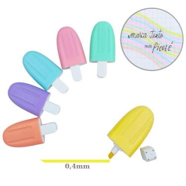 Imagem de Kit Mini Marca Texto MJ Picole Tons Pasteis C/6 Cores 815-6