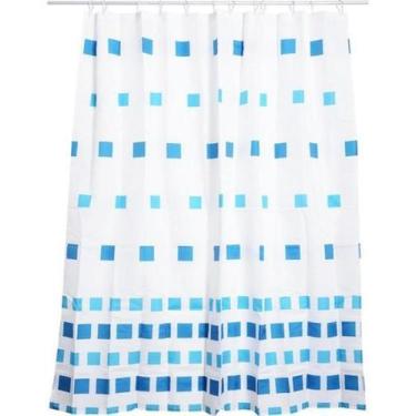 Imagem de Cortina De Banho Mosaico Azul 180X180 Cm - Just Home Collection