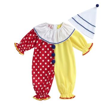 Imagem de Douhoow Fantasia infantil de Halloween para meninos e meninas, macacão com chapéu, roupas de Natal para crianças (vermelho, 3-4T)
