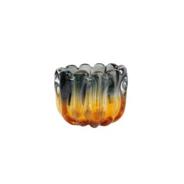 Imagem de CACHEPOT DECOR MURANO 16X12 CM AMBER COM CINZA QUARTZO