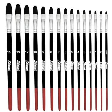 Imagem de Sdanart Conjunto de pincéis de pintura Filbert, 15 peças de pincéis de artistas de diferentes tamanhos para aquarela, detalhes de tinta a óleo de guache acrílico e pintura de grandes áreas, pincel