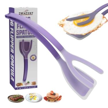 Imagem de Pinça de espátula de cozinha de silicone, resistente ao calor, sem BPA, panelas antiaderentes para ovos, peixes, panquecas, roxo