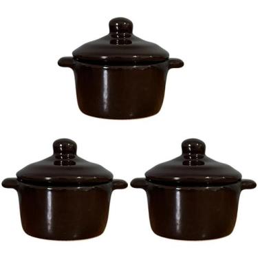 Imagem de Trio de Panelinhas Pretas Para Tempero ou Molho 100g - Cerâmica novo h