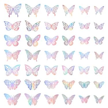 Imagem de Spritewelry Adesivo de decoração de parede de borboleta 3D 84 peças decorações de bolo de borboleta arco-íris decorações de aniversário borboletas para artesanato decoração de bolos arranjos de quarto