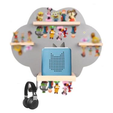 Imagem de Danemort Prateleira flutuante para bonecos Tonies e Toniebox, prateleiras flutuantes magnéticas de madeira compatíveis com Tonie Box Player Rack de armazenamento de personagens para sala de jogos