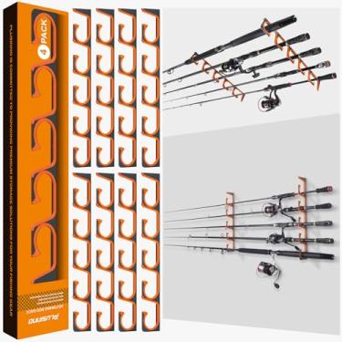 Imagem de PLUSINNO Suporte horizontal H5 para vara de pescar/vara para garagem, parede ou teto, suporte de alumínio para aviação comporta até 5/10/20 varas, combos ou redes de armazenamento