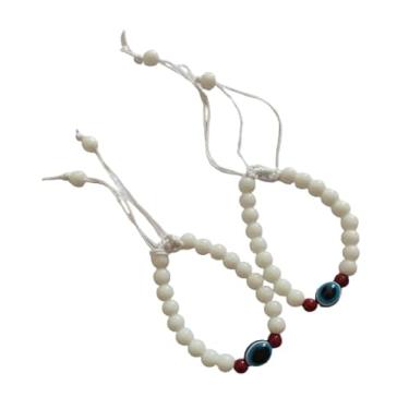 Imagem de Tornozeleira preta ajustável com moti mala/miçangas brancas para mulheres/meninas, kala dhaga nazar dhaga (pacote com 2),