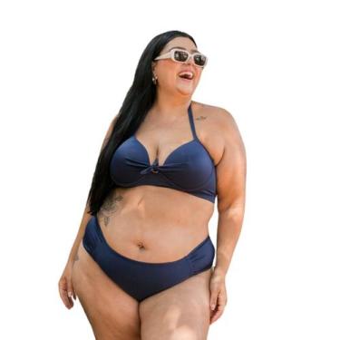 Imagem de Conjunto biquíni feminino plus size com bojo sustentação calcinha late