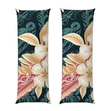 Imagem de Capa de travesseiro corporal com zíper oculto, fronha longa de microfibra macia e respirável para travesseiro corporal, capas de travesseiro com estampa havaiana elegante para dormir, presente de cama