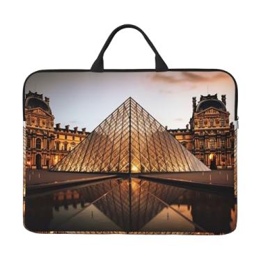 Imagem de Capa para laptop Museu do Louvre em Paris, bolsa de transporte para computador de 14 polegadas, à prova de choque, capa protetora para notebook, bolsa portátil para laptop à prova d'água para homens e