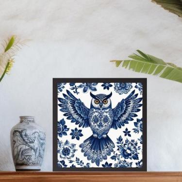 Imagem de Quadro Coruja Floral Estilo ulejo Português - 33X33Cm - Quadros On-Lin