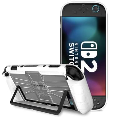 Imagem de BOVKE Protective Case for Nintendo Switch 2 2025, TPU Soft Grip Cover + Hard PC Case with Ergonomic Design, Shock-Absorption & Anti-Scratch Compatible with Nintendo Switch 2 Console and JoyCon, White