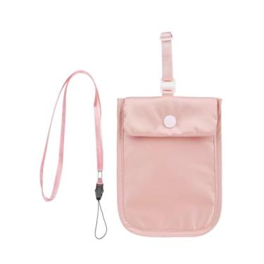 Imagem de uvbws Carteira de sutiã oculto para viagem – Bolsa de pescoço feminina – Bolsa de dinheiro oculta com faixa elástica ajustável – Garantindo viagens seguras de itens valiosos, rosa