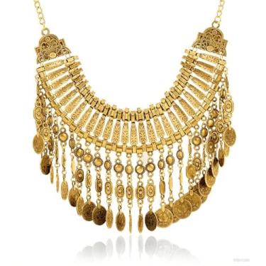 Imagem de Colar feminino com franja longa, estilo boêmio, prata, Large, Zircônia cúbica, Zircônia cúbica