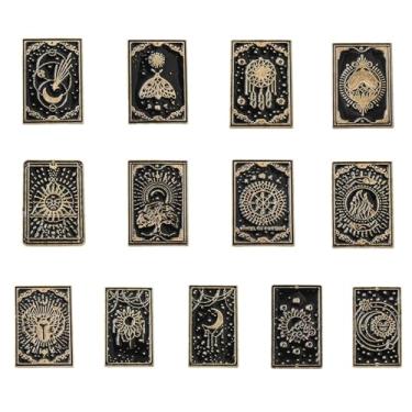 Imagem de UR URLIFEHALL Conjunto de 13 emblemas esmaltados góticos, 13 unidades, cartão de tarô, alfinetes de lapela para roupas, suéter, cachecol, cardigã adivinhação, artesanato, decoração
