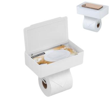 Imagem de Suporte Papel Higiênico Porta Lenço Umedecido Celular Fixação Dupla Fa