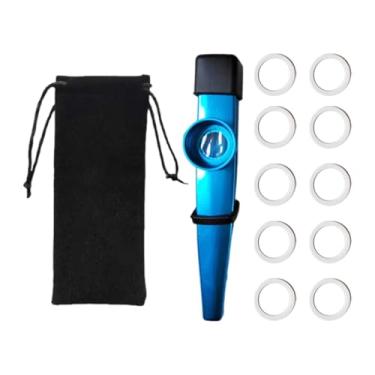 Imagem de TTETTZ Flauta Kazoo Infantil com Diafragma, Bocal para Instrumento Musical, Capa de Proteção contra Poeira para Festa, Azul