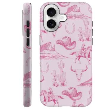 Imagem de DAIZAG Capa compatível com F5XJ, capa à prova de choque para mulheres e meninas, chapéu de cowboy rosa vintage cavalos cactos