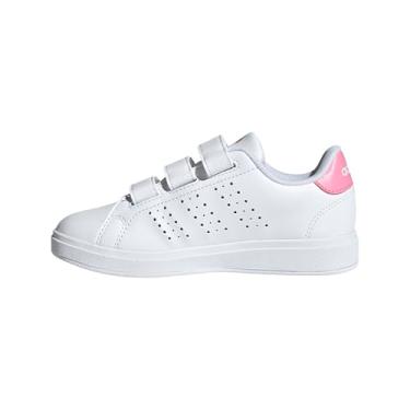 Imagem de adidas Advantage Base 2.0 Tênis infantil, Branco/Rosa Bliss/Preto, 15