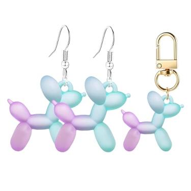 Imagem de 3 peças de brincos femininos com balão de gelatina kawaii, engraçado, chaveiro luminoso, balão brilhante, poodle, filhote, animal, brinco, acessórios para animais de estimação, joias, Medium, Liga de