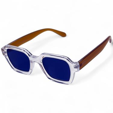 Imagem de ÓCULOS DE SOL SOLON GLASSES TRANSPARENTE COM MARROM PROTEÇÃO UV400 MODERNO + CASE RIGIDA + FLANELA + LIMPA LENTES