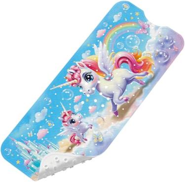 Imagem de Tapete de banho infantil antiderrapante para bebês - 101,6 cm x 40,6 cm tapete de banheira antiderrapante extra longo para bebês, tapetes de chuveiro infantis ecológicos com ventosas para aderência