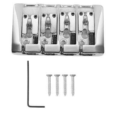 Imagem de Ponte de baixo em forma de L 4 cordas de altura de altura de metal elétrico Bass Acessório de ponte aprimorada Qualidade de som sela ajustável para 4 baixos elétricos de cordas de (Prata)