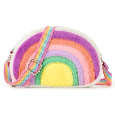 Imagem de cotmcor Bolsa infantil para presente infantil bolsa tiracolo fofa arco-íris, Lã arco-íris 003