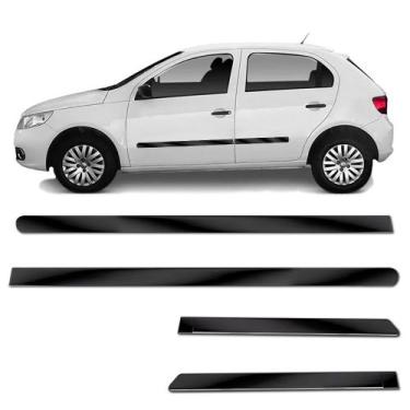 Imagem de Kit Friso Lateral Universal Modelo Largo Cor Preto P/ Hatch Sedan SUV 