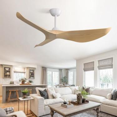 Imagem de CACI Mall Ventiladores de teto de 52 polegadas sem luz, ventilador de teto de 3 lâminas sem luz, moderno, controle remoto, montagem embutida, 6 velocidades, temporizador, motor CC reversível