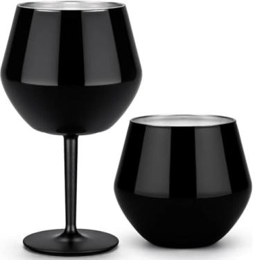 Imagem de Taça De Vinho/Gim Em Aço Inoxidável Com Haste Destacável, 360 Ml, Copo Térmico Com Base Antiderrapante, Perfeito Para Presente, Versátil Para Uso Doméstico, Eventos E Piqueniques (Preto)