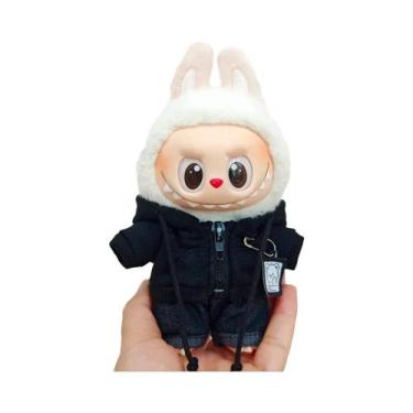 Imagem de Terno Preto Bonito Boneca De Pelúcia Com Capuz Moletom Jaqueta Labubu 