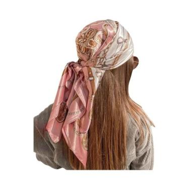 Imagem de Lenço De Seda Feminino 90x90cm, Quatro Estações, Hijab, Bandana, Envol